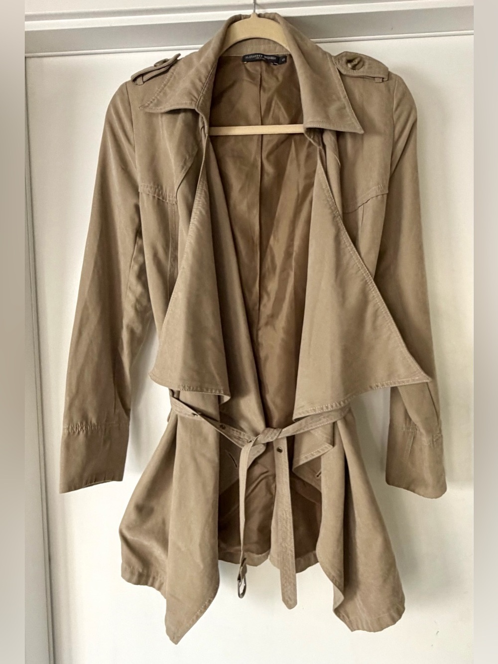Alexander McQueen 2009 Draped Trench Coat, belt, Sueded Cotton, S, GUC - Picture 8 of 12